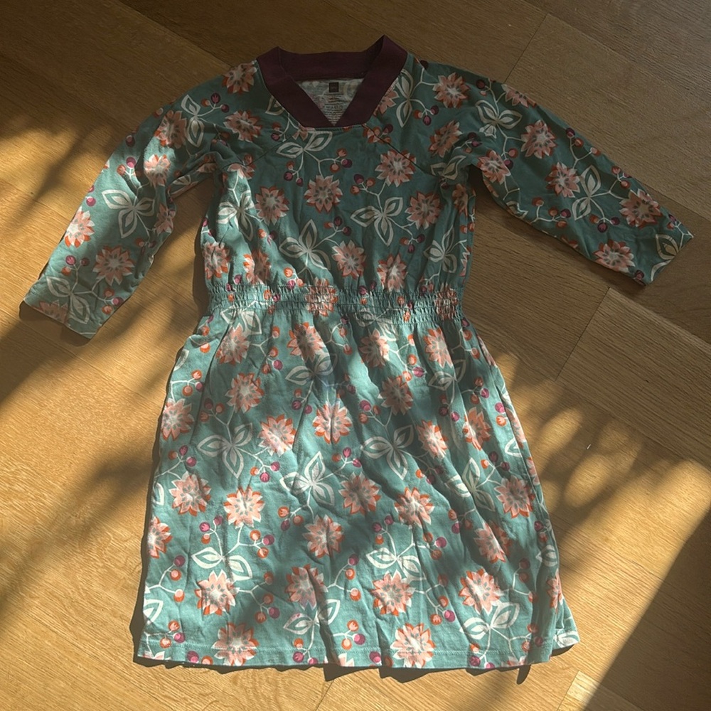 Tea Floral Dress - Green and Pink